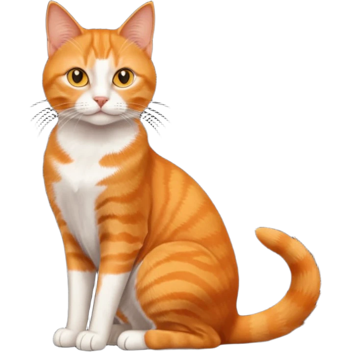 full body solid orange domestic shorthair slim cat with yellow/orange eyes sitting emoji
