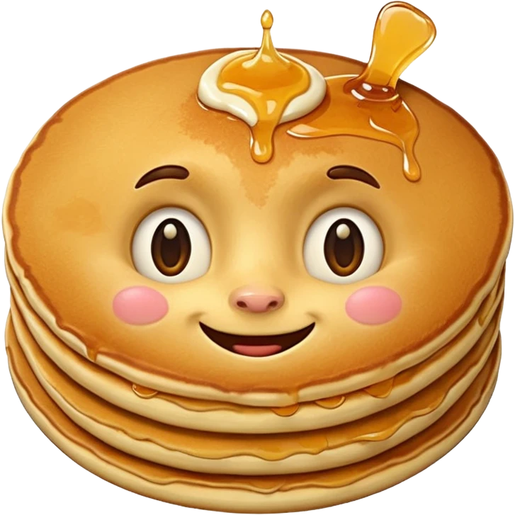 A pancake with a face emoji