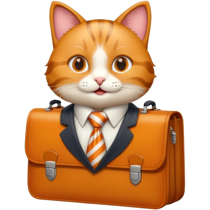 happy cat with a striped tie and briefcase emoji