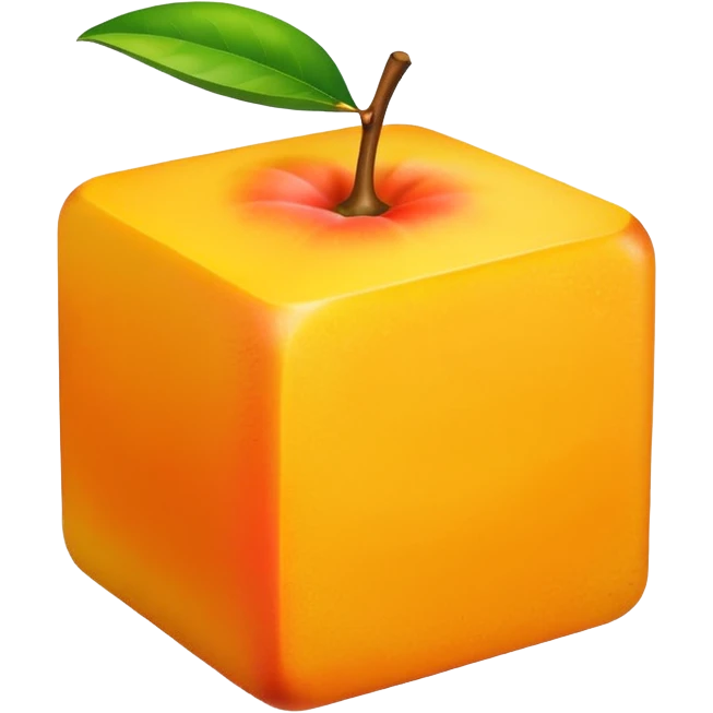 one mango cube, flat minimal design, bright yellow-orange, isolated, no face, no background, not cartoon emoji