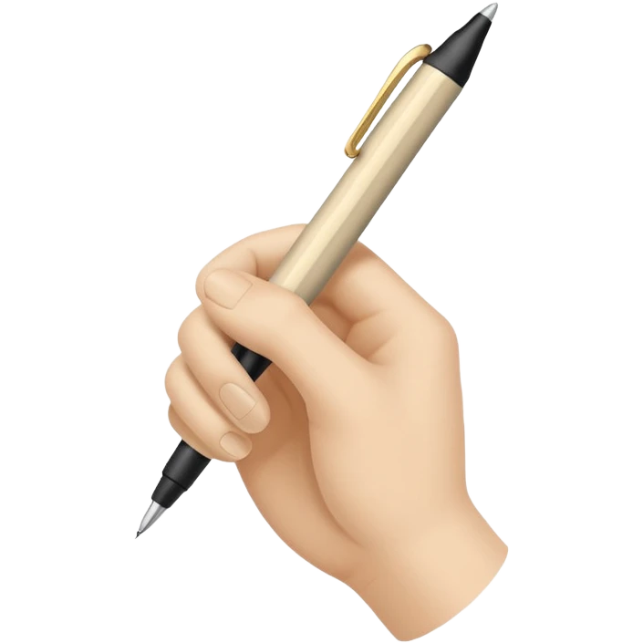 Symbol of a writing hand with a pen, minimalist design, beige color emoji