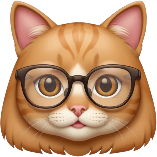 cute girl cat with really big square glasses with super thin frames emoji