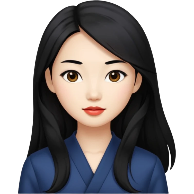 data scientist, chic dressed, asian woman, long black hair emoji