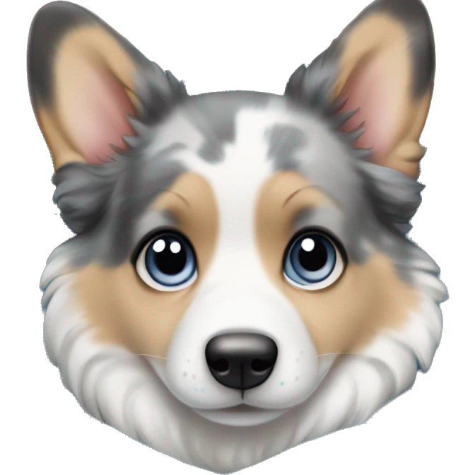 Blue Merle girl corgi with a blue eyes in blanket emoji