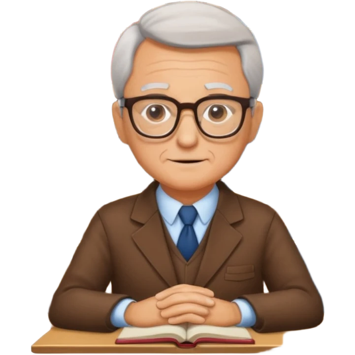 old male Librarian in foreign countries with glasses and librarian uniform sitting in library infront of bookshelf emoji