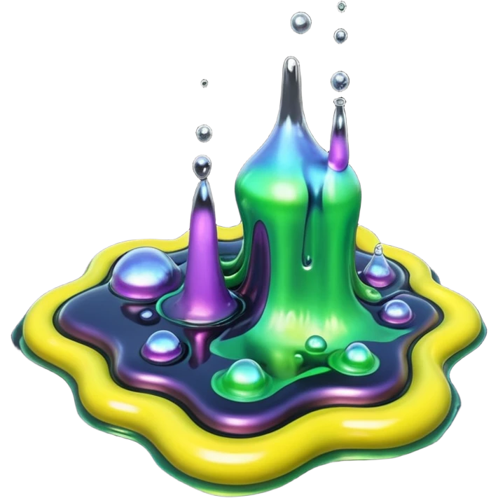3D render of Oil Slick, toxic waste aesthetic, bubbling liquid, industrial warning texture. emoji
