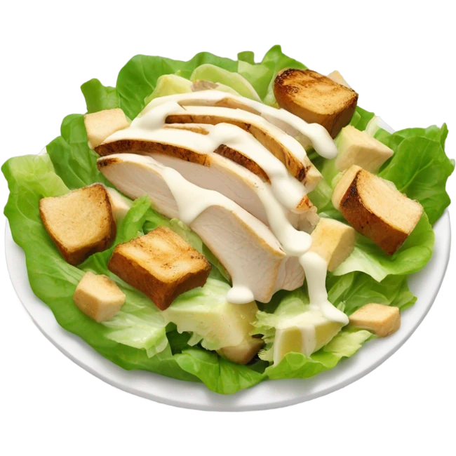 Cesar salad with  croutons, chicken and Cesar dressing  emoji