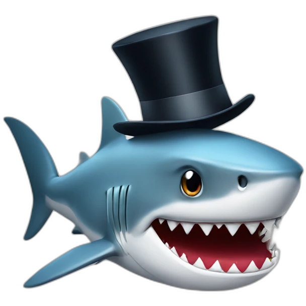 Shark with a top hat emoji
