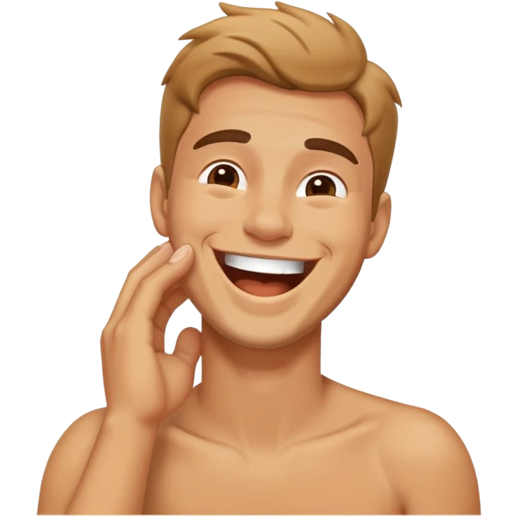 guy holding his neck while laughing  emoji
