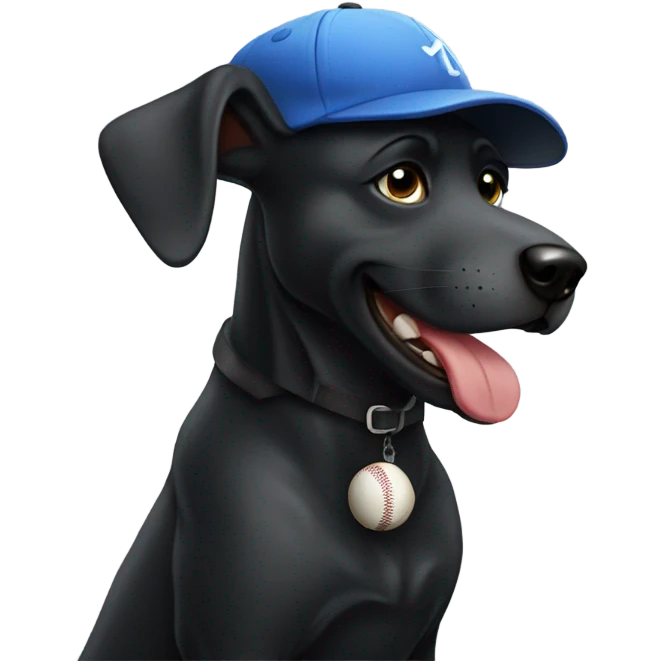 Black dog with baseball cap emoji