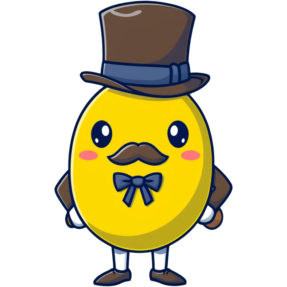 anime lemon character with monocle, necktie, and bowler hat emoji