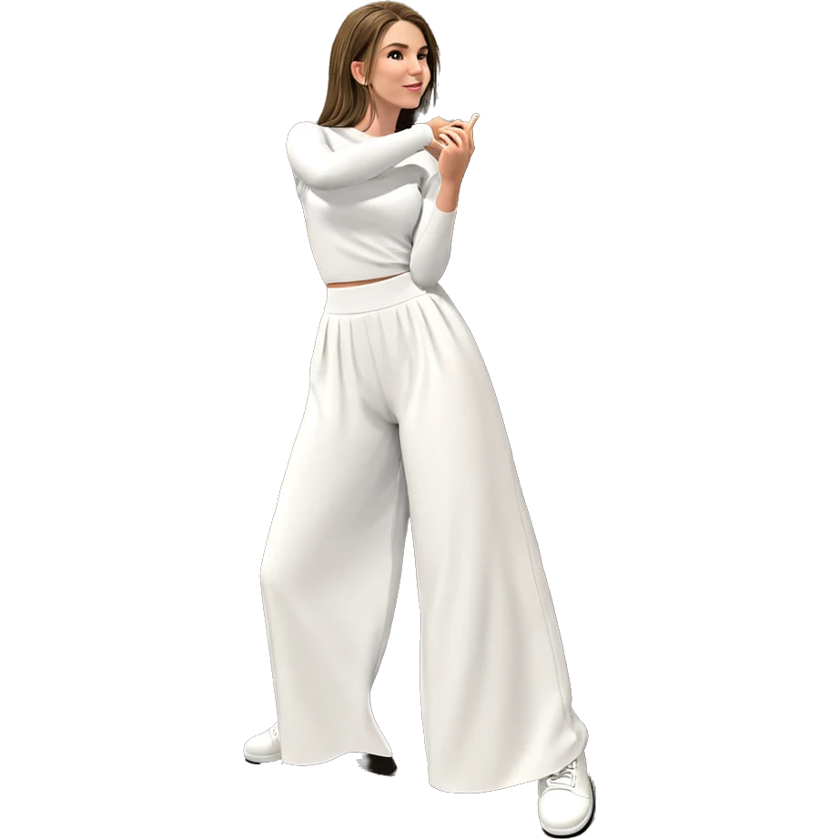 dreamy pose in white outfit emoji