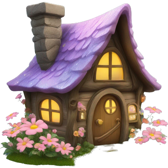 Fairy cabin with flowers and glitter  emoji