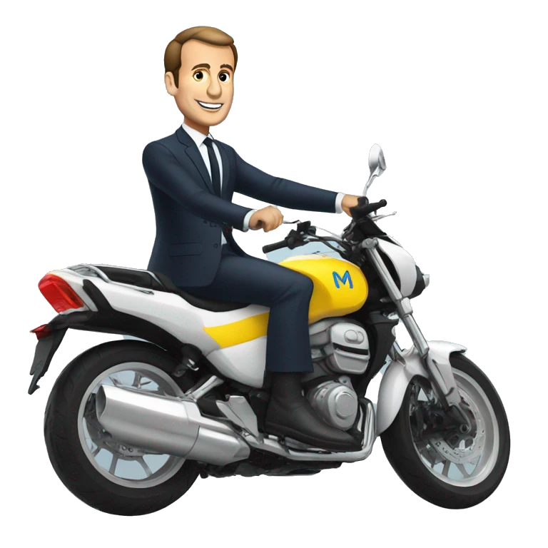 Macron sur une moto emoji