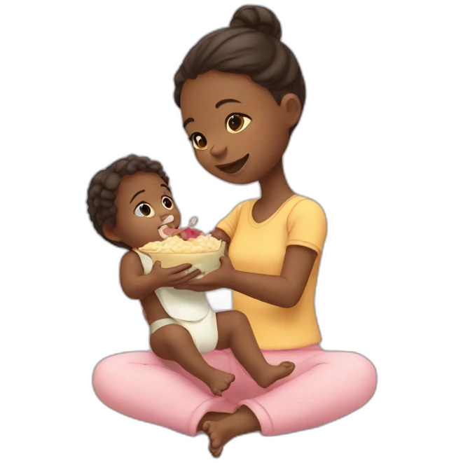 cute girl feeding a baby emoji