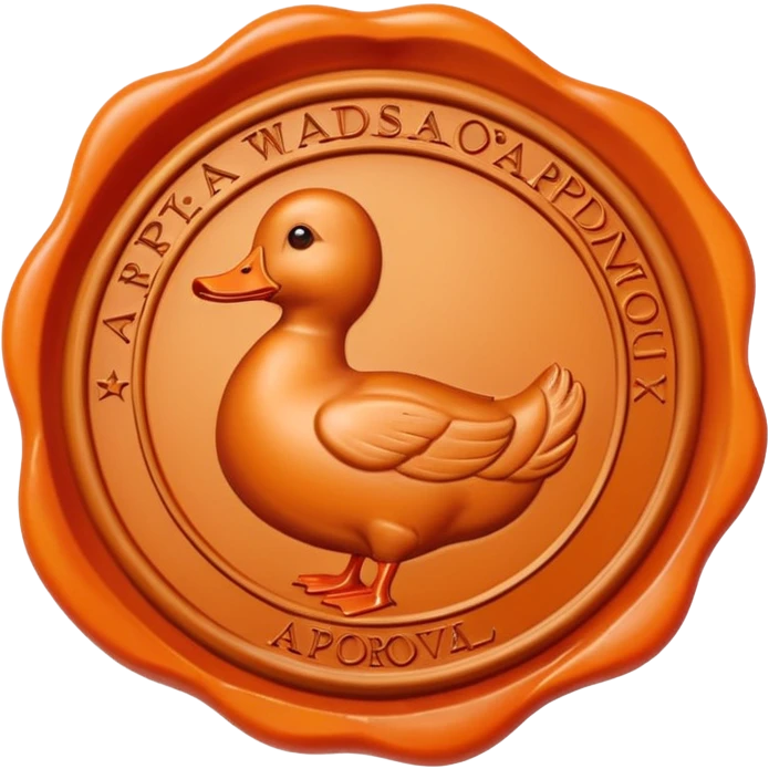 Wax Seal with orange duck that says approval emoji
