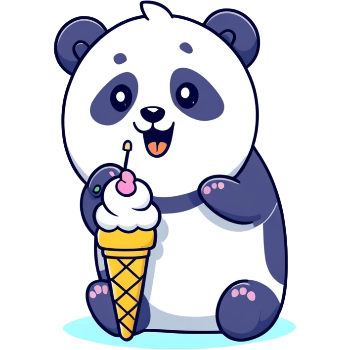Panda eating ice cream emoji