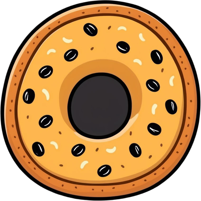 stylized cartoon simit, round bread with sesame seeds, cheerful, simple emoji