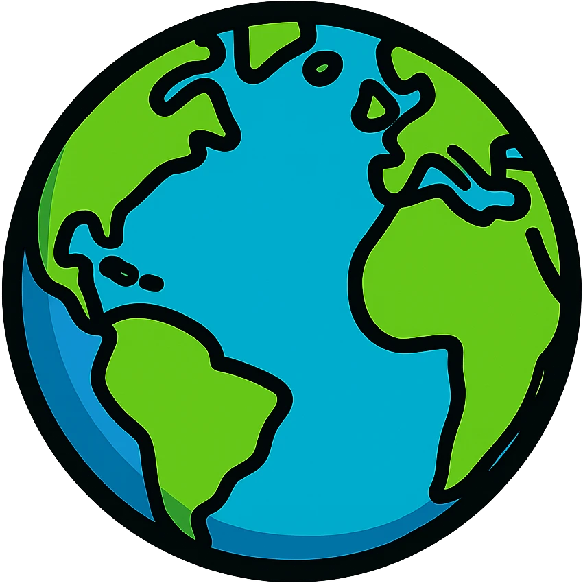 cartoonish planet earth sphere with bright colors, no background emoji
