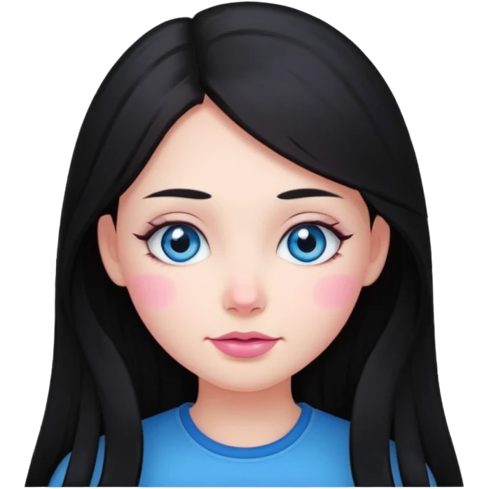 Clean girl long and black Hair and pink Cheek emoji