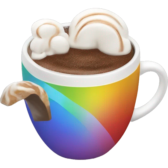 Rainbow coffee cup with hot coco  emoji
