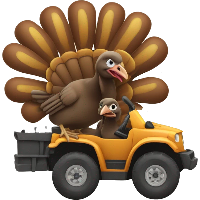 Two turkeys 4 wheeling  emoji