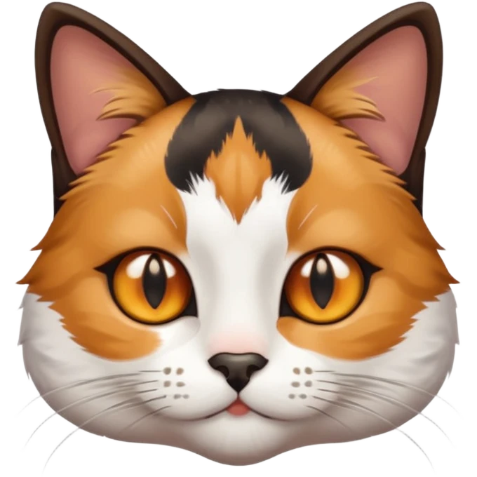 "Cat with white, brown, and black fur, tricolor, with amber-colored eyes."
 emoji