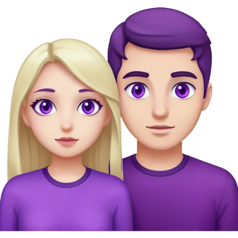 Girl wearing purple with purple eyes with her boyfriend emoji