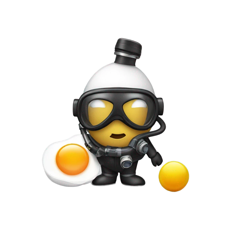 Peanut with a fried egg dressed as a scuba diver emoji