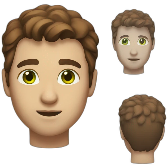 Man, green eyes, brown hair emoji