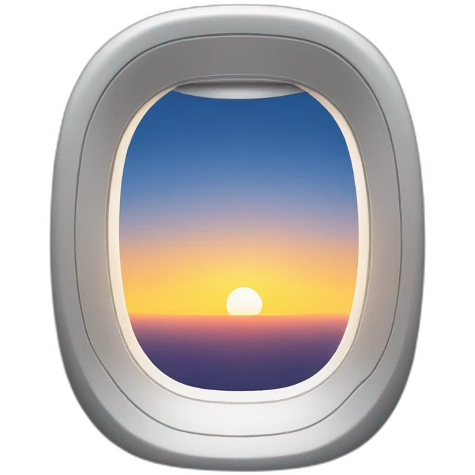 Plane window with sunset emoji