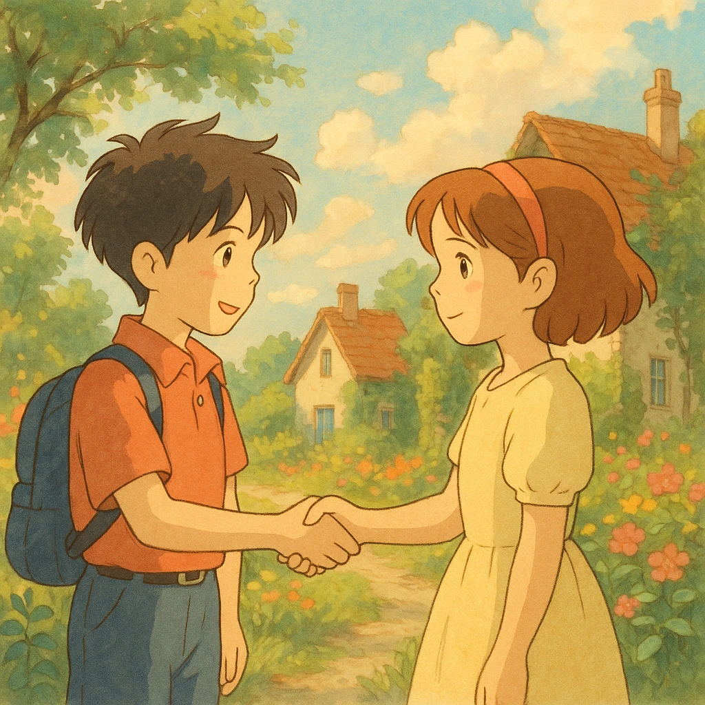 boy and girl shaking hands emoji