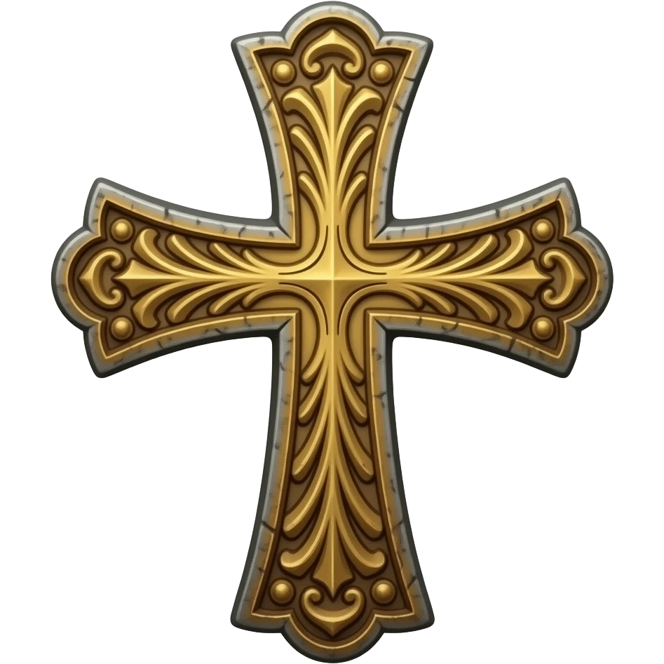 Gold rustic cross vintage emoji