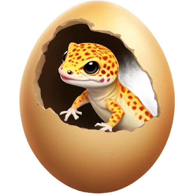 Orange leopard gecko emerges from egg emoji