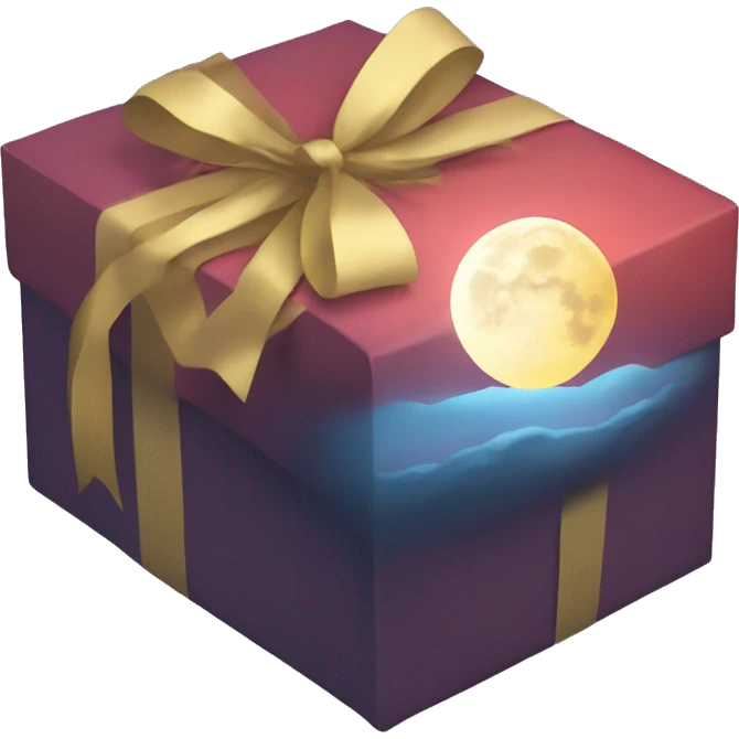 moon rising from giftbox emoji