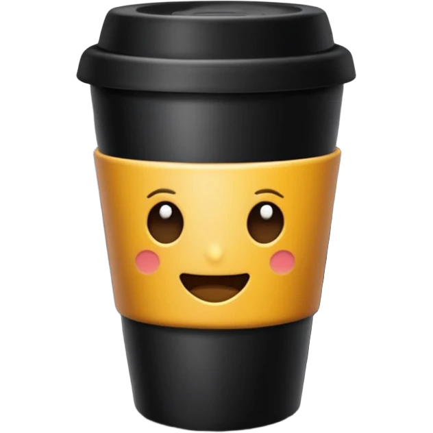takeaway coffee cup black with black lit emoji