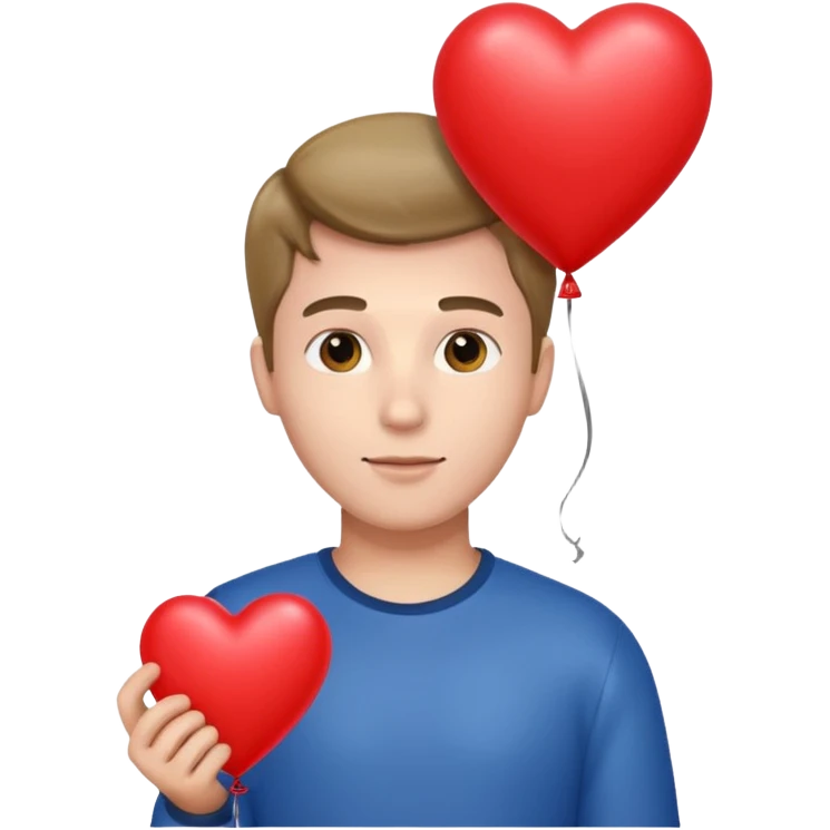 Guy with heart balloon emoji
