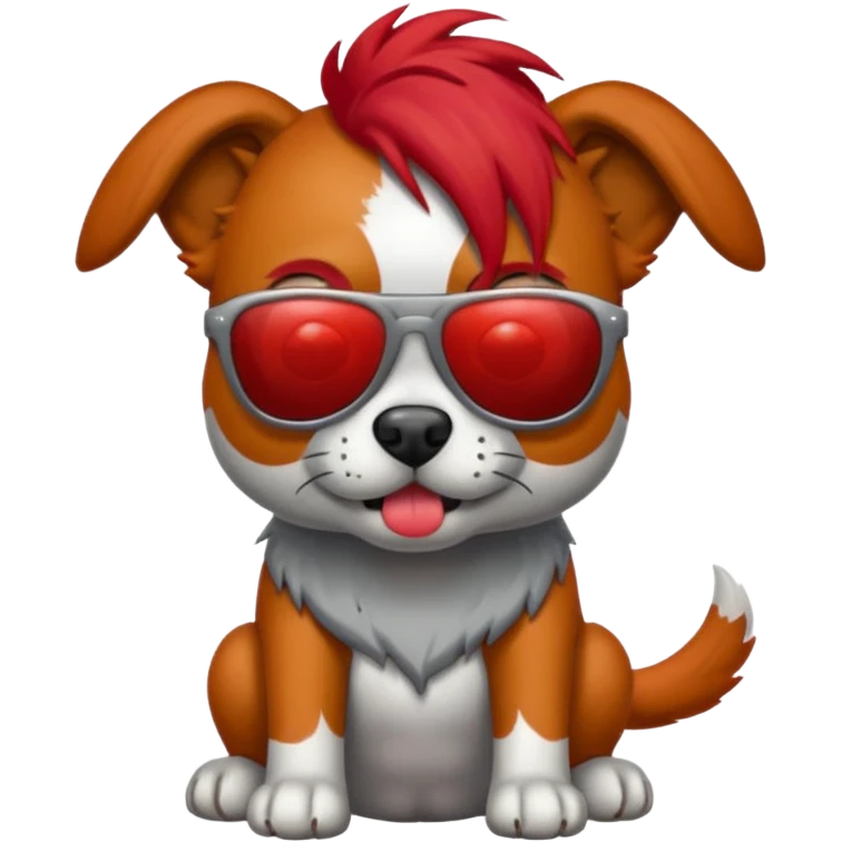Zombie dog with red hair and sun glasses face emoji