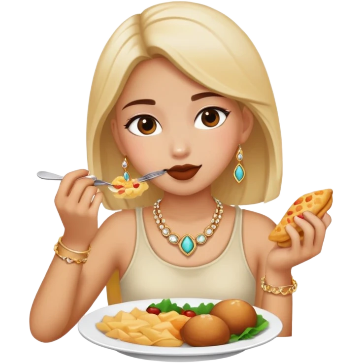 girl with food and jewelry emoji