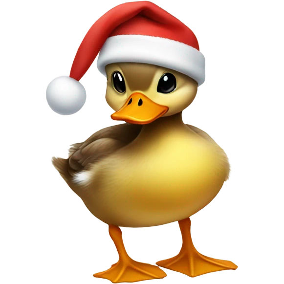 Baby duck wearing a Christmas hat emoji