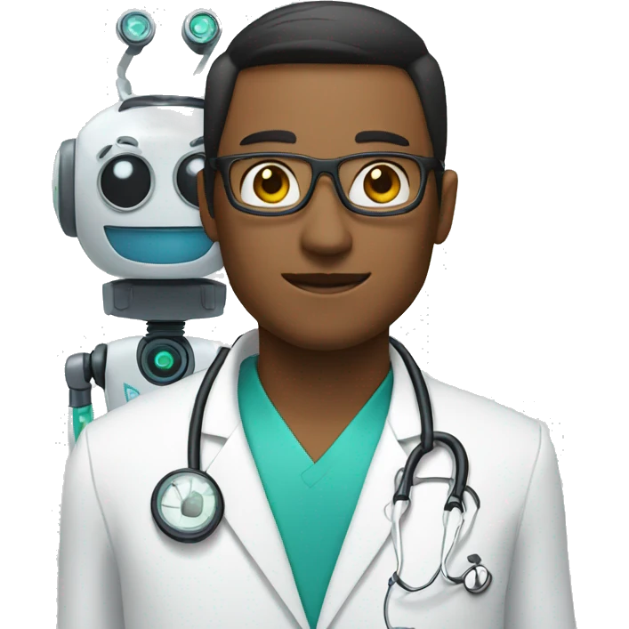 A doctor next to a robot emoji