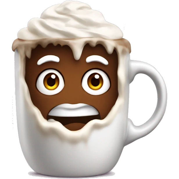 Coco in a mug with lots of whip cream emoji