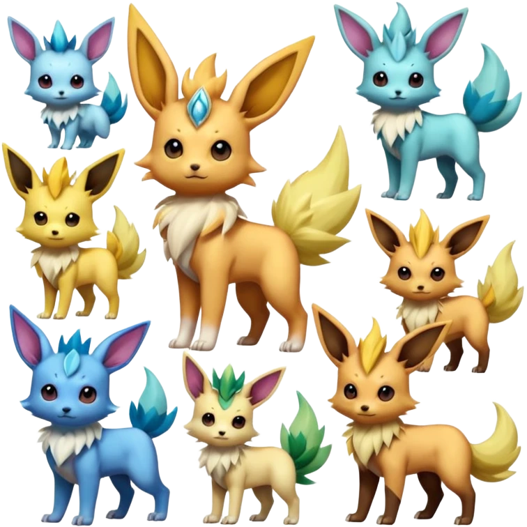 Jolteon-Flareon-Vaporeon-Leafeon-Umbreon-Glaceon-Espeon-Sylveon-Fakémon-Pokémon-Digimon-hybrid-fusion (full body) emoji