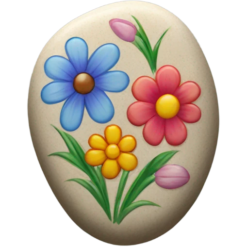 Cute stone with flowers  emoji