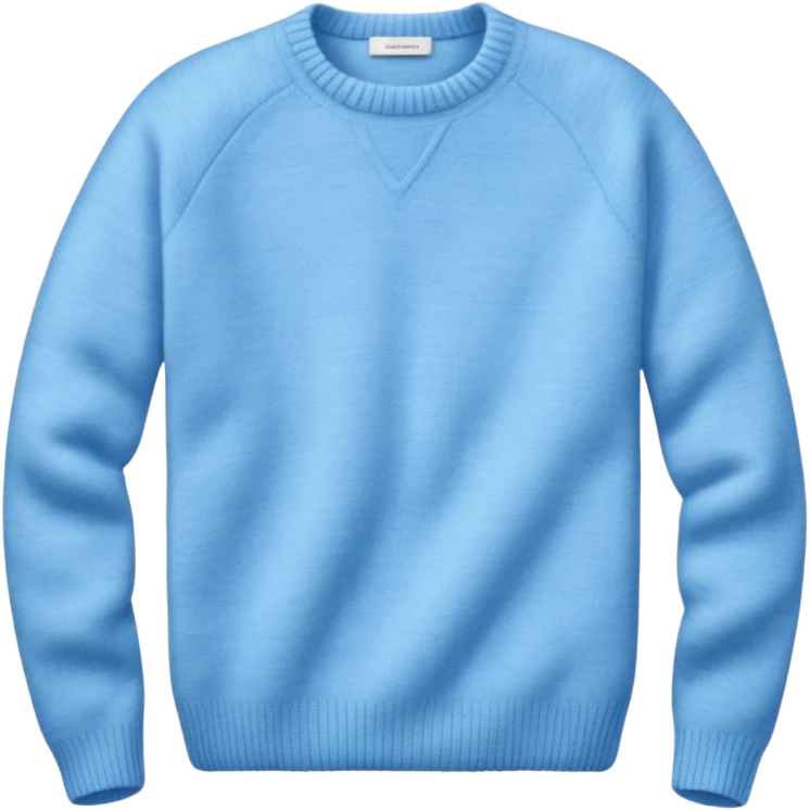 sky-blue wool sweater with light fabric folds and soft shading, casual style, Knitten. emoji