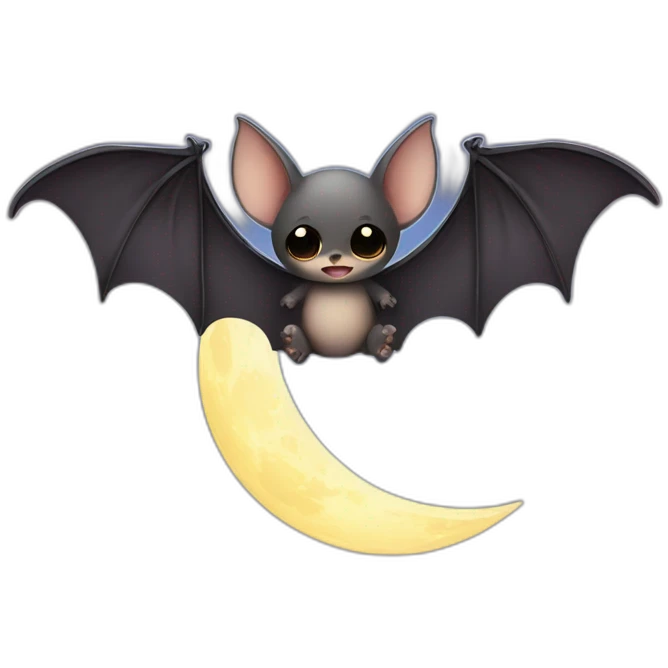 baby bat wings in front of moon emoji