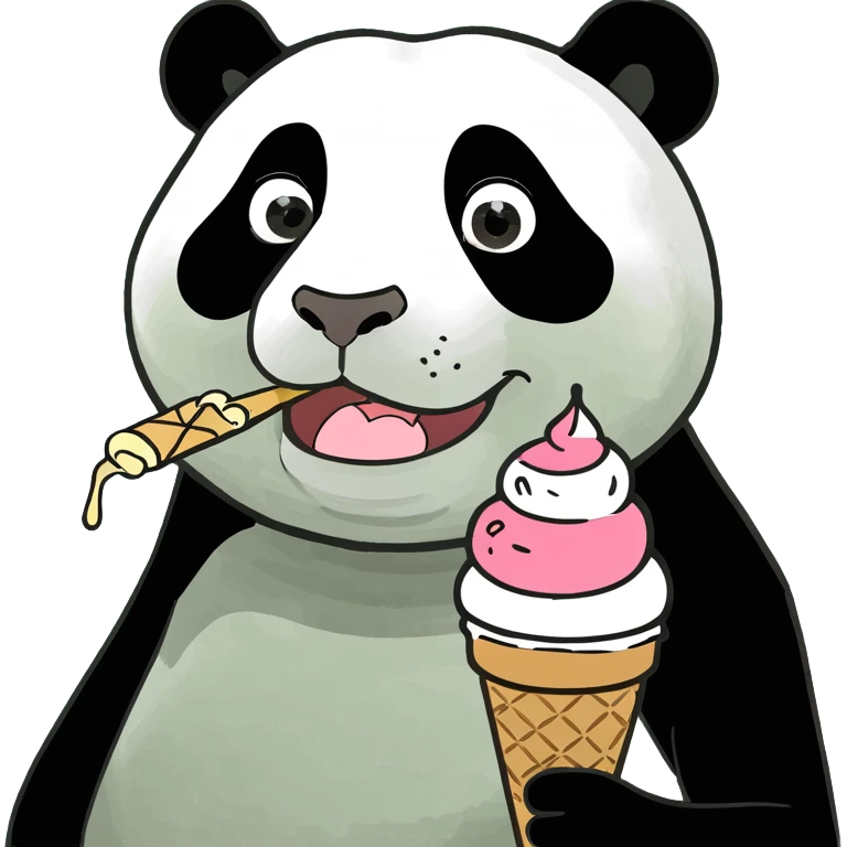 Panda eating ice cream emoji