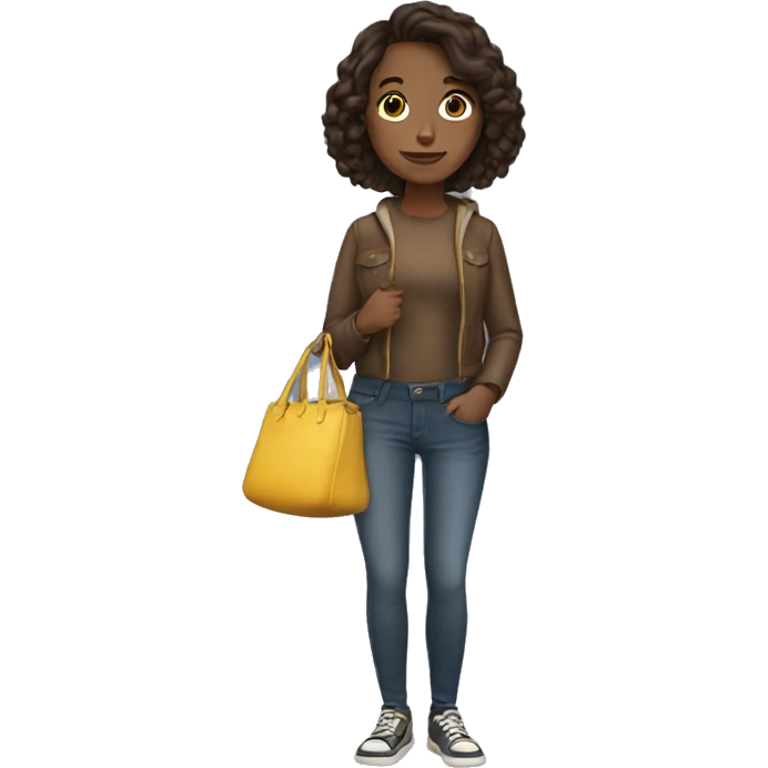 brunette girl with bag emoji