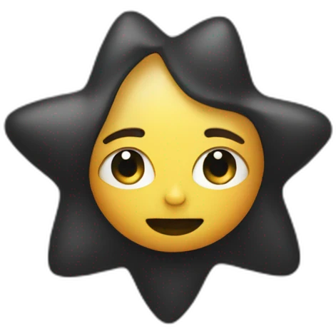A genderless spacey black star emoji with just a head and body emoji