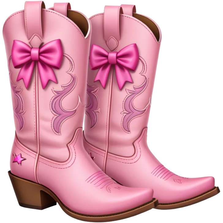 Pink cowgirl boots with bows emoji